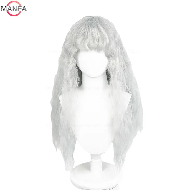 Griffith Cosplay Wig Light Grey Curly Wavy  Long Heat Resistant Synthetic Hair Wigs + Wig Cap