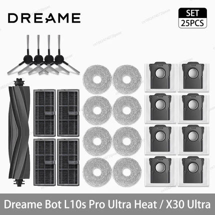 Dreame L10s Pro Ultra Heat / X30 Ultra Robot Vacuum Cleaner Accessories Main Side Brush Mop Cloth Hepa Filter Dust Bag Spare