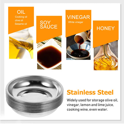 10Pcs Sauce Dish Stainless Steel Sauce Bowl 8cm Round Seasoning Dishes Sushi Dipping Bowl Saucers Bowl Mini Appetizer Plates
