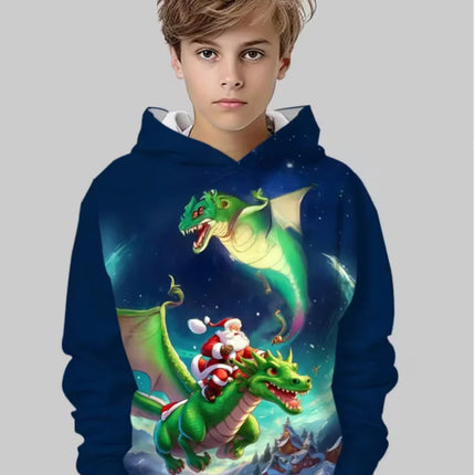 New Christmas Hoodies for Kids Sweatshirts New Year Fashion Sweatshirts Casual Streetwear Santa Claus Kids Clothes Children Top