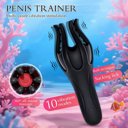 Penis Trainer Vibrator Male Portable Glans Oral Stimulator Tongue Licking Massager Delay Ejaculation Masturbator Sex Toy for Men