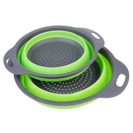 Round Square Foldable Silicone Colander Fruit Vegetable Washing Basket Strainer Collapsible Drainer Handle Kitchen Bar Tools