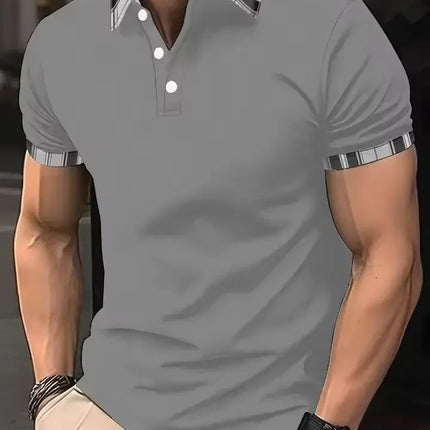 Summer Men's Golf Striped Pattern Polo Short-sleeved Polo Shirt Collar Shirt Business Casual Outdoor 3d Printed Geometric Polo