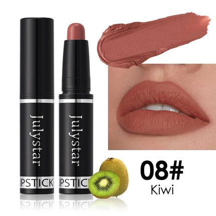 Julystar Nude Brown Matte Lipstick Pen Waterproof Lasting Non-Stick Cup Velvet Fruit Lipstick Lip Tint Pencil Makeup Lip Stain