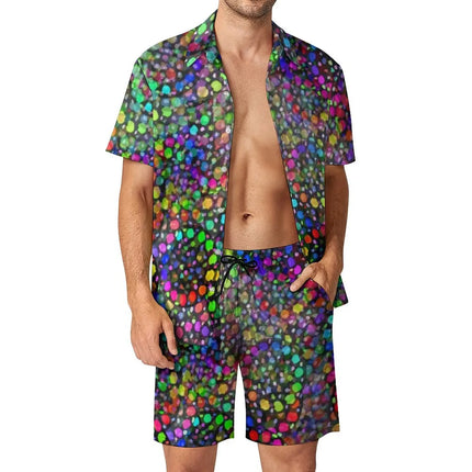 Shirt Set Men's Summer 3D Printed Polka Dot Shirt (no Pockets) And Shorts Set Men's Casual Fresh Simple Lapel Hawaiian Shirt