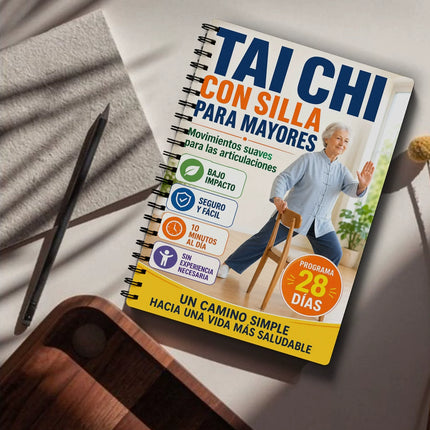 Spanish Version Seated Tai Chi Practice Book for Seniors & Beginners Spiral-Bound Martial Arts Exercise Manual with Progressive