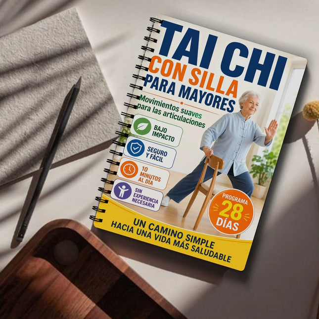 Spanish Version Seated Tai Chi Practice Book for Seniors & Beginners Spiral-Bound Martial Arts Exercise Manual with Progressive