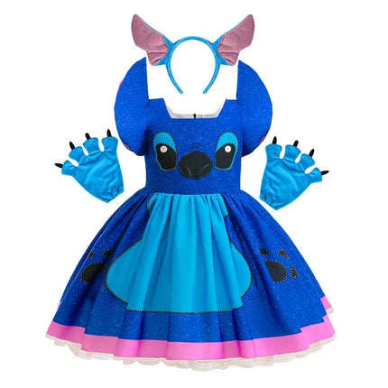 Baby Disney Movie Stitch Role Playing Costume Sets Cartoon Cute Princess Dress Stage Performance Halloween Carnival Kids Dress