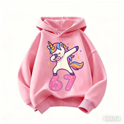 Autumn SIX SEVEN 67 Digit Print Children's Hoodies Boy Girl Casual Fashion Sport Pullover Kid Comfortable Fleece Sweatshirt