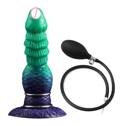 Inflatable Fantasy Monster Dildo Adjustable Big Knot Raised Thorns Realistic Texture Silicone Adult Toy for Beginners Advanced