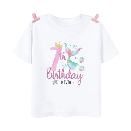 Personalized Fish 1-9 Birthday Girls Shirts T-Shirt Wild Tee Party Tee Shirt Unicorn with Name Clothes Kids Fashion Tops Outfit