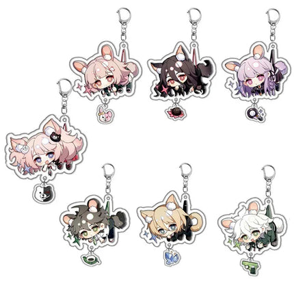 Anime Danwanlunpo Acrylic Keychain Cosplay Figures Naegi Makoto Kirigiri Kyoko Maizono Pendant Bag Accessories Fans Keyring