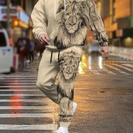Autumn Animal Wolf Lion 3D Printed Hoodie Suit Men Sweatshirts Sweatpants Casual Fashion Two Piece Tracksuit Set Man Clothing