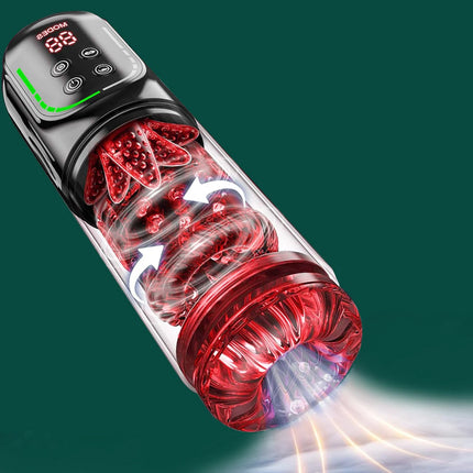Automatic Male Masturbator Cup Telescopic Sucking Heated Pussy Blowjob Machine Thrusting Vibration Masturbation Sex Toy for Men
