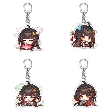 Honkai: Star Rail Anime Figure Acrylic Keychain Dan Heng Feixiao Firefly Model Plate 4pc/set Keyring Game Fans Gift