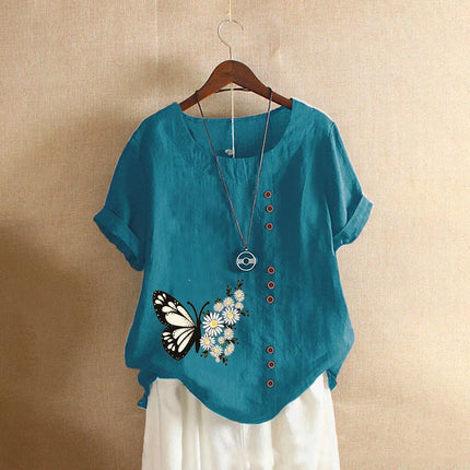 Women Clothing Cotton Linen Streetwear Summer Y2k Tops Vintage Fashion Tshirt Casual Shirts for Women Clothes Elegant Tees