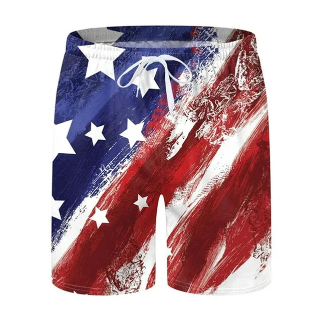 Men's Beach Shorts USA Flag 3d Print Funny Animals Graphic Surfing Board Shorts Casual Summer Holiday Sports Pants Briefs Boys