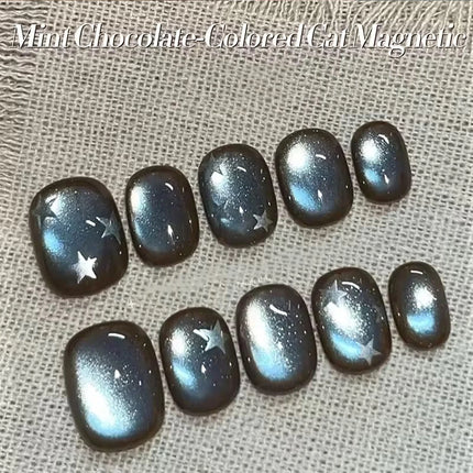 MN 10ml 1-12pcs 2025 Autumn Blue Brown Cat Eye Gel Nail Polish Popular Flash Chocolate Glass Beads Nails Black Nails Christmas