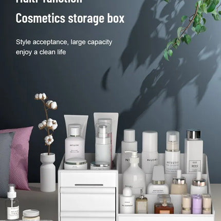1pc White New Drawer Makeup Storage Box Dormitory Finishing Plastic Shelf Cosmetics Skin Care Dressing Table Desktop