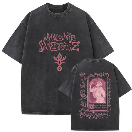 Washed Oversized T-shirt Melanie Martinez Heads Album Men Women Short Sleeve Harajuku Fashion Short Sleeve T-shirt Streetwear