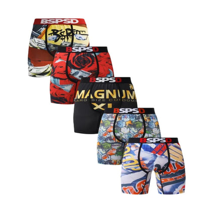 5Pcs Men Underwear Boxers Breathable Sweat-Wicking Man Swimming Underpants Plus Size Mens Panties Trunks Sexy Men's Boxershorts