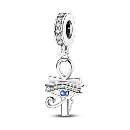 Ancient Egypt's 925 Sterling Silver Guardian Pharaoh&Devil's Eye&Pyramid Sphinx Dangle Charm Fit DIY Bracelet Necklaces Jewelry