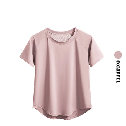 DRUR Women Sports T-shirt Short Sleeve Quick Dry Loose  Compression Shirt Female Summer Fitness Sweatshirt Running Gym Tops New
