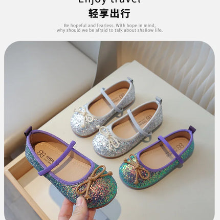 Glitter Little Mermaid Princess Shoes for Girls Stylish Evening Dress Shoes Girl Bling Birthday Wedding Party Shoes Kids