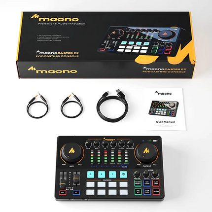 maonocaster AME2 Sound Card Maonocaster Audio Interface Podcast Equipment Studio All-In-One Mixer for Live Streaming,Guitar,PC