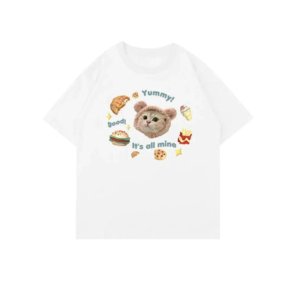 Kittens Avatar Blouse Women's T-shirt Female Y2k Clothes Girls Kawaii Tops House Pet Print Streetwear Cute Cat Graphic Clothing