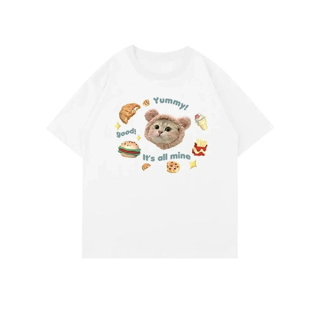 Kittens Avatar Blouse Women's T-shirt Female Y2k Clothes Girls Kawaii Tops House Pet Print Streetwear Cute Cat Graphic Clothing