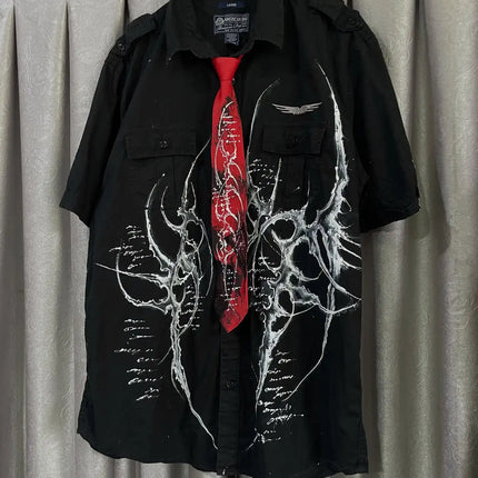 Rock Y2K Polo Shirt Printed Mens T-shirt Gothic Super Hip-Hop Button-Neck Shirt Punk Casual T-shirt Simple Stylish Couple Packs