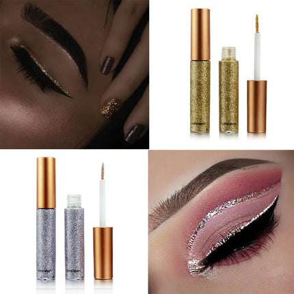 Glitter Liquid Eyeliner Set 10 Pieces Metallic Shimmer Eye Liner Long Lasting Sparkling Eyeshadow Tint Smudge Proof Cosmetics
