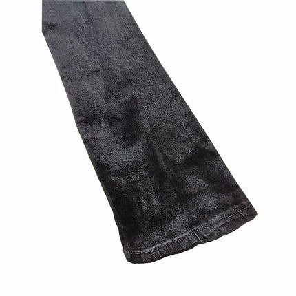 Owen Seak Men‘s Oil wax Jeans Classic Denim Gothic Coated Casual Flared Trousers High Street Solid Designer luxury Pants