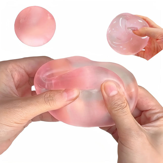 Pink Maltose Squishy Toys Mochi Anti-Stress Sensory Fidget Toy Soft Simulated Transparent Maltose Slow-Rebound Decompression Toy