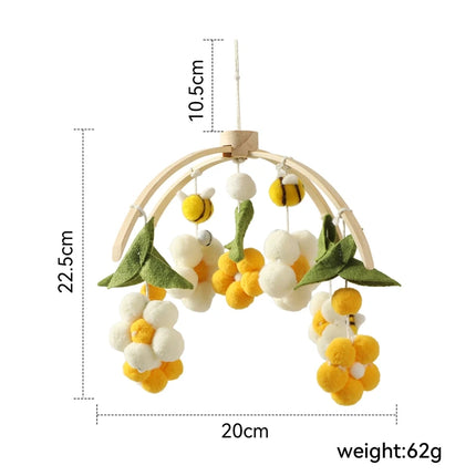 Baby Wooden Bedbell Bracket 0-12 Months Bed Bell Bracket Wooden Mobile Newborn Crochet Bed Bell Hanging Toys Newbaby Rattle Toys