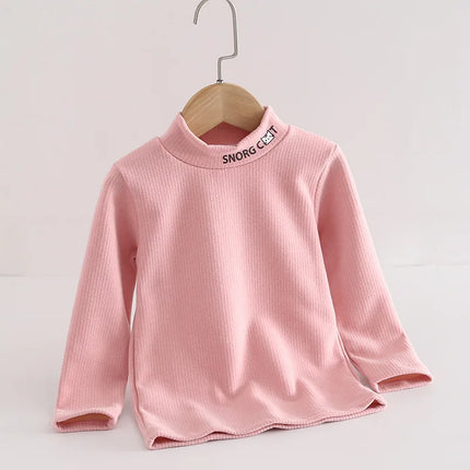 2025 New Children's Warm Base Shirt, Children's Mid Neck Honeycomb Top, Men's and Women's Winter Half High Neck Top