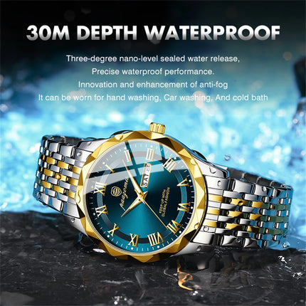 PAAZOMU Sport Original Men Clock Quartz Date Week Luxury Man Wristwatch Waterproof Luminous Stainless Steel Men's Watches Reloj