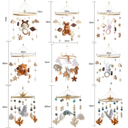 Baby Mobile Crib Bed Bell Musical Rattles Toys Soft Felt Cartoon Animal for Infants Nursery Mobiles Forest Animals Crib Toys