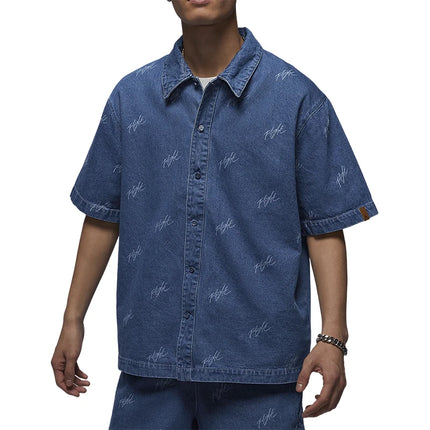 Nike Official Genuine Jordan Flight Men's Denim Shirt Short Sleeve FN4654-436