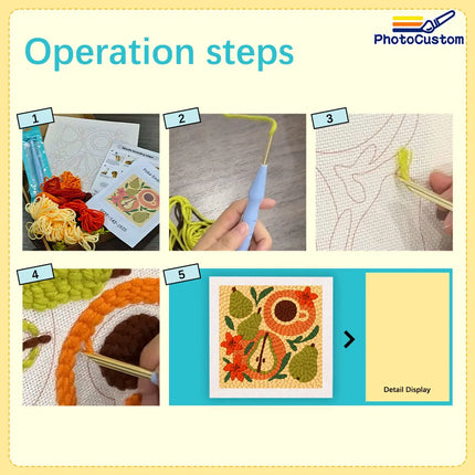PhotoCustom Building Punch Needle Kit Painting Decor Embroidery Starter Kit Landscape Monks Cloth For Punch Needle Kits Embroide