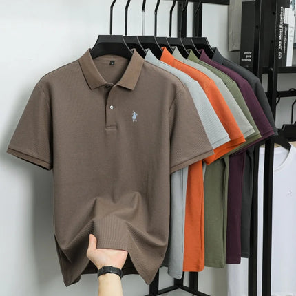 100% pure cotton fashion luxury brand pony embroidered comfortable POLO shirt for summer men's new striped exquisite short sleeve