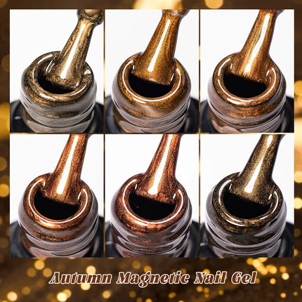 Autumn Brown Cat Magnetic Gel Nail Polish Glass Beads Ultral Shine Magnetic Semi Permanent Soak Off UV Gel Varnish Nail Supplies