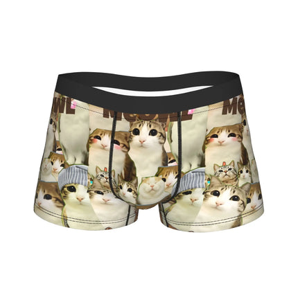 Meowl Cat Owl Cute Pet Stickers Underwear  Comfortable Panties Customs Boxer Brief For Males 3D Pouch Oversize Trunk