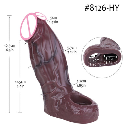 FAAK Wearable Black Penis Sleeve Silicone Panties Strap On Dildo Harness Hollow Dildo Realistic Cock Enlarger Sex Toys For men