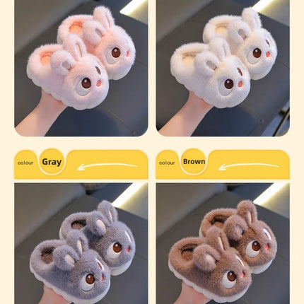 2024 New Cute Rabbit Children's Cartoon Winter Slippers Comfortable Warm House Shoes Boys Girls Indoor Home Fluffy Slippers