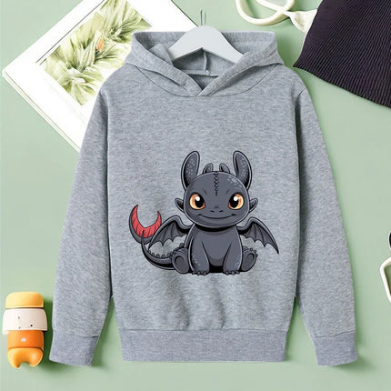 Lovely Children Hoodie Toothless Cartoon Print For Boys Girls Autumn Winter Street Style 3-14Y