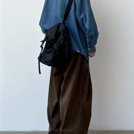Harajuku Pants Man Baggy Pants Wide Leg Sweatpants Vintage Casual Straight Trousers Streetwear Cotton Japanese Summer