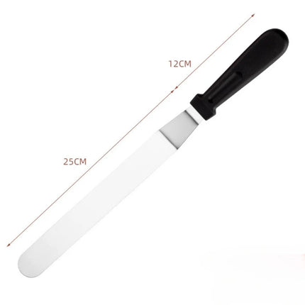 3pcs 6/8/10inch Cake Decorating Angled Butter Cream Icing Spatula Stainless Steel Offset Frosting Spatulas Baking Knife Smoother