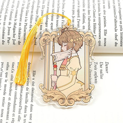 Kawaii Sweet Anime Card Cap tor Sakura Book Mark with Creberus Tassel Metal Bookmark for Women Girl Fans School Reading Supplies